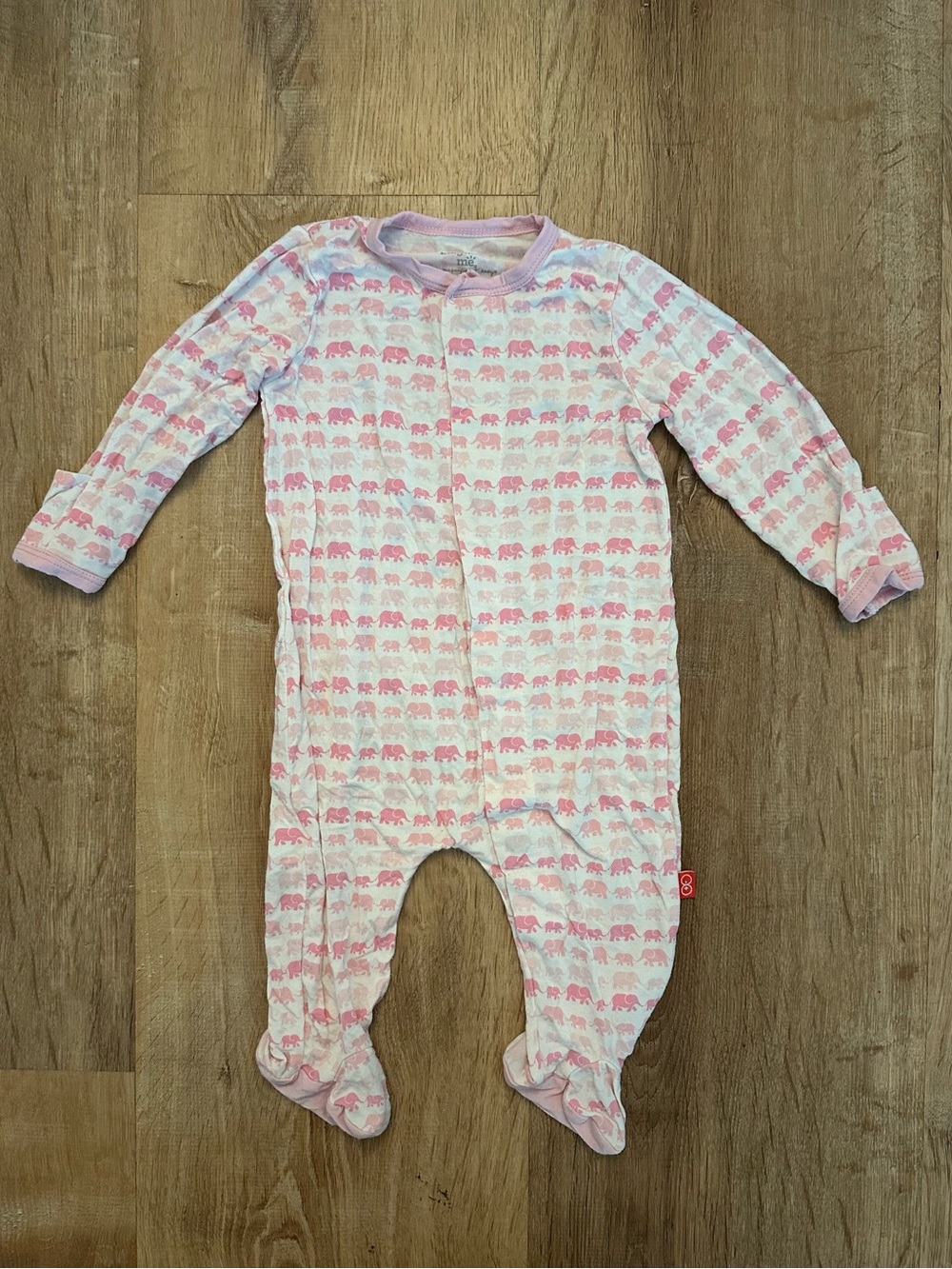 Magnetic Me Pink and White Elephant Footed Pajamas
